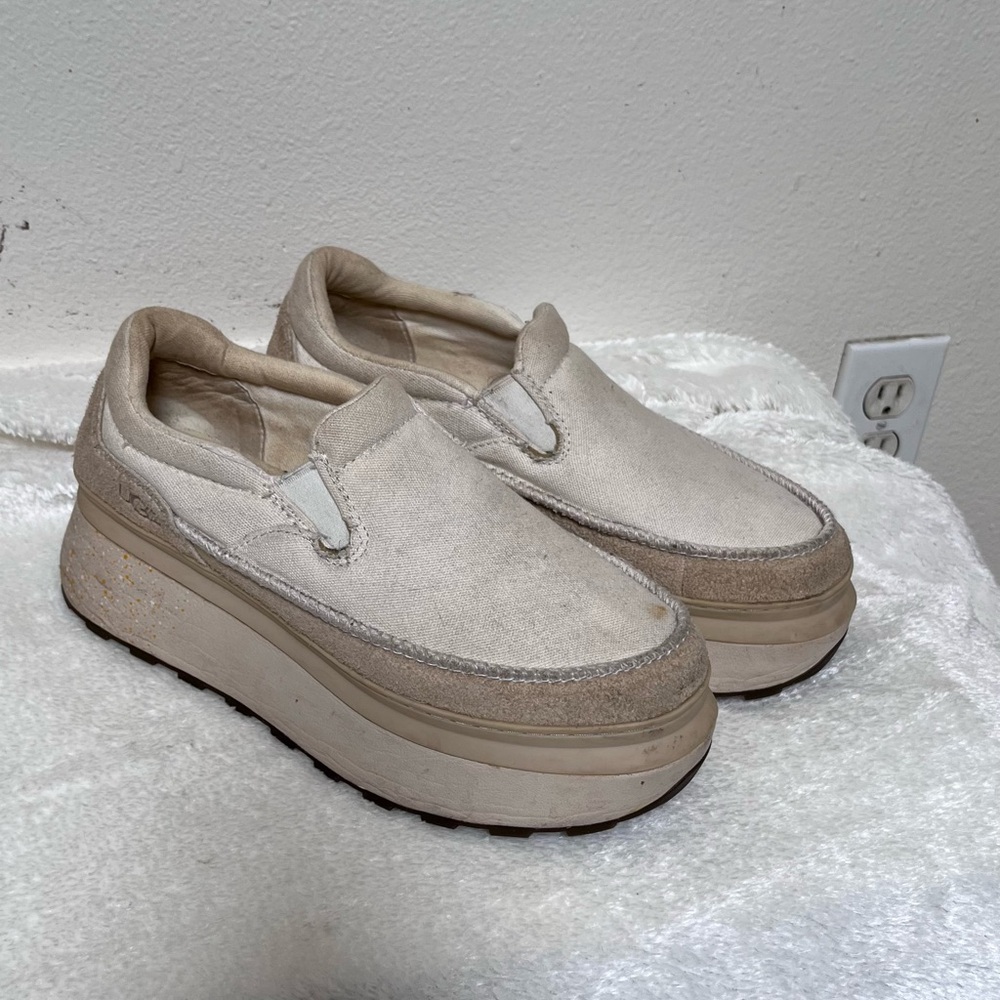 UGG Cream Platform Slip-On Shoes